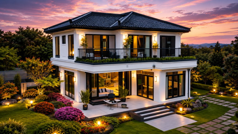 Modern Two-Story House Design with Beautiful Landscaping